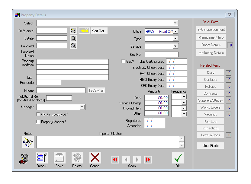 Screenshot of old veco software